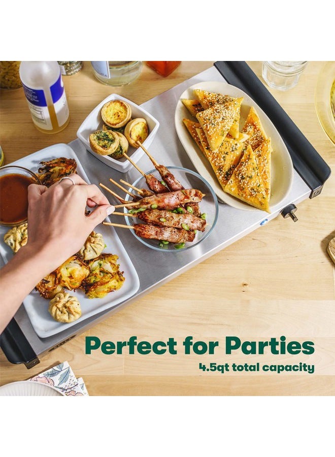 BELLA 3 x 1.5 Quart Triple Electric Buffet Server, Food Warming Tray & Slow Cooker - Brushed Stainless Steel Heated Serving Station for Parties & Catering - Image 3