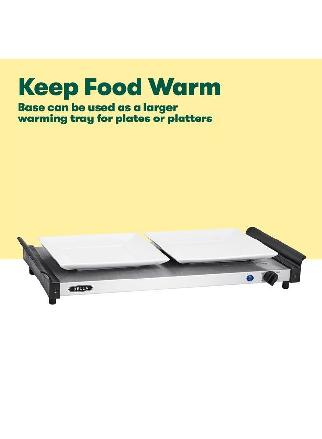 BELLA 3 x 1.5 Quart Triple Electric Buffet Server, Food Warming Tray & Slow Cooker - Brushed Stainless Steel Heated Serving Station for Parties & Catering - Image 4