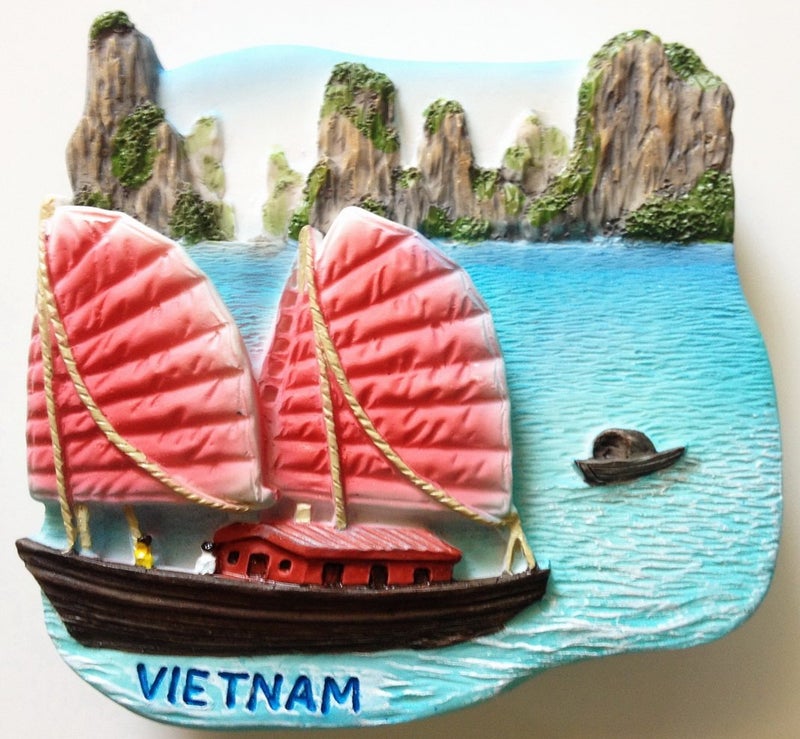 WitnyStore Tiny 2 Halong Bay Vietnam Magnet Miniature Hand Made Resin 3D Southeast Asia Landmark Tourist Attraction Decorative Refrigerator Fridge Magnets Dcor Collectible Traveler Souvenir Gifts