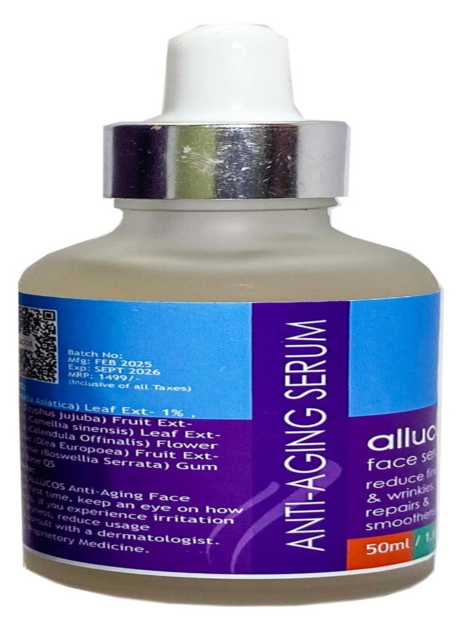 ALLUCOS Anti-Aging Serum - Anti Wrinkles, Fine Lines & Dark Spots - Hydrating & Firming Face Serum for Youthful Skin | Men and Women | Sulphate & Paraben-free | - 50ml - Image 1
