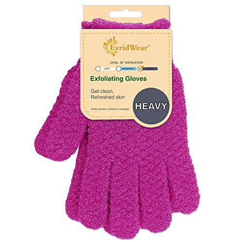 Evridwear Exfoliating Dual Texture Bath Gloves for Shower, Spa, Massage and Body Scrubs, Dead Skin Cell Remover, Gloves with Hanging Loop (1 Pair Innuendo Heavy Glove) - Image 1