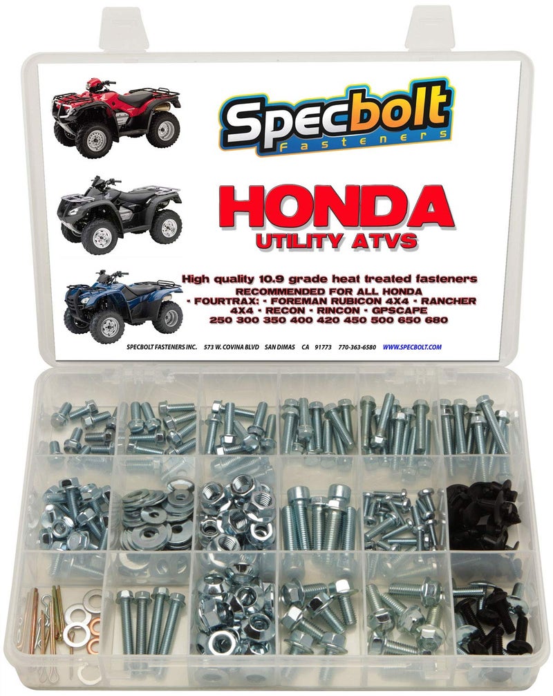 Specbolt Fasteners 250pc Specbolt Fasteners Brand Bolt Kit for Maintenance & Restoration Quad Foreman 4x4 Rubicon GPScape Four Trax 4x4 Rancher Recon Rincon - Image 1
