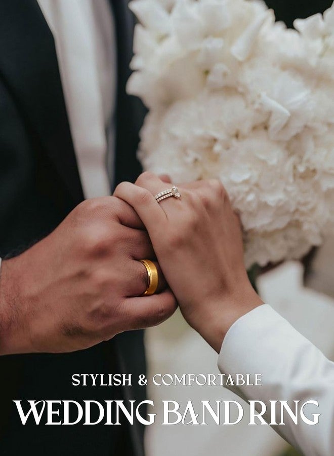 Jstyle Stainless Steel Rings for Men Women 8MM Wedding Band Rings Matte Surface - Beveled Polished Edge Mens Ring Comfort Fit Size 6-14, Metal, No Gemstone - Image 5