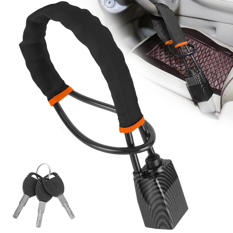 HMYMYHM 2026 Upgraded Steering Wheel Lock, Seatbelt Lock, Universal Anti-Theft Device, Car Lock, Anti-Theft Device with 3 Keys (Black) - Image 1