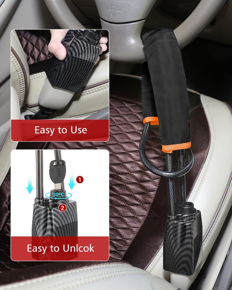 HMYMYHM 2026 Upgraded Steering Wheel Lock, Seatbelt Lock, Universal Anti-Theft Device, Car Lock, Anti-Theft Device with 3 Keys (Black) - Image 2