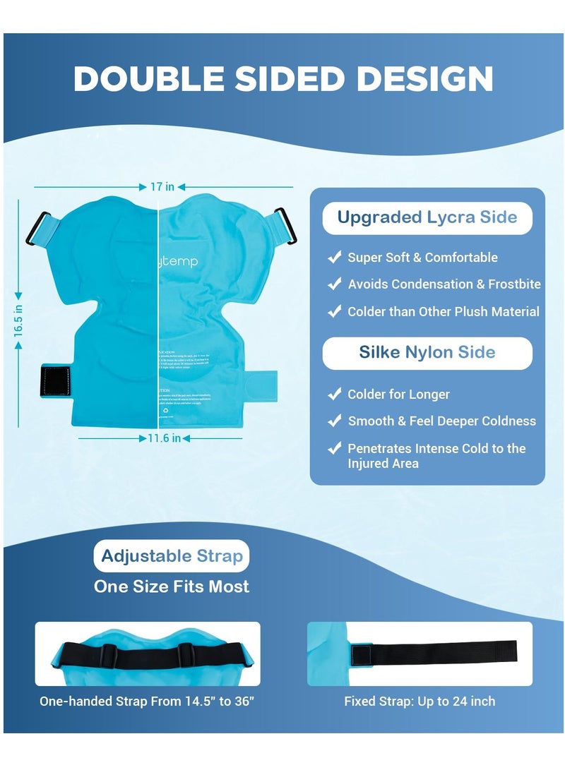 KASTWAVE كمادات الثلج للكتفين، كمادات جل باردة قابلة لإعادة الاستخدام للكتف لعلاج إصابات الكفة المدورة والتورم وتخفيف آلام الجزء العلوي من الظهر، دعامة ضاغطة للإصابات (الحجم: XL كمادات الثلج للكتف للرجال) - Image 4
