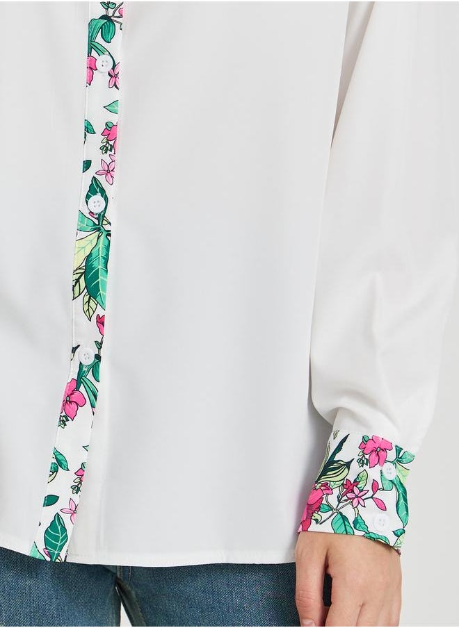 Take Two Take Two Printed Trim Detail Spread Collar Oversized Shirt  - Image 3