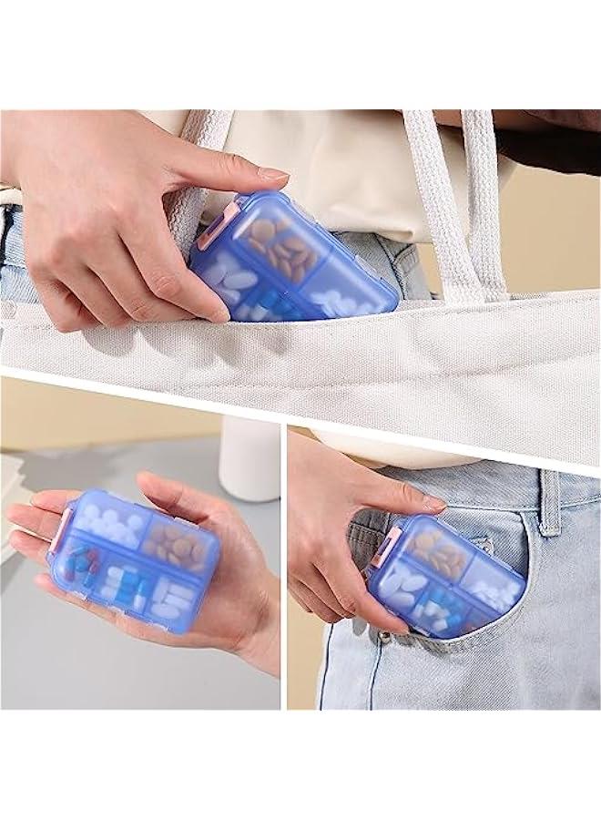 general Compact and Portable 10 Compartment Pill Box for On-The-Go Storage - Blue Pill Organizer for Purse - Image 2