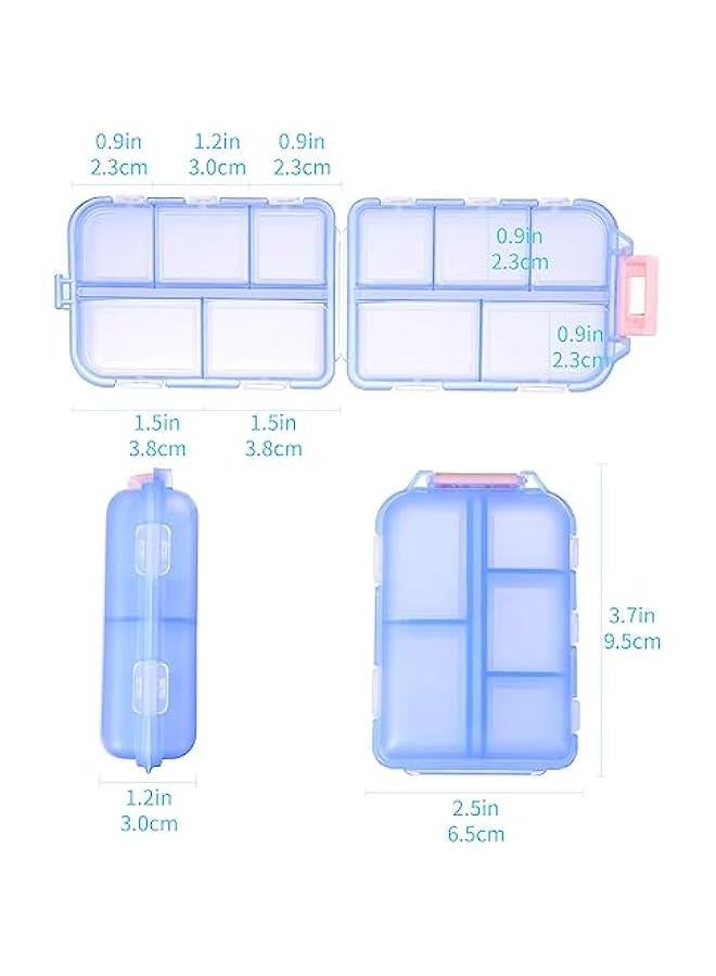 general Compact and Portable 10 Compartment Pill Box for On-The-Go Storage - Blue Pill Organizer for Purse - Image 3