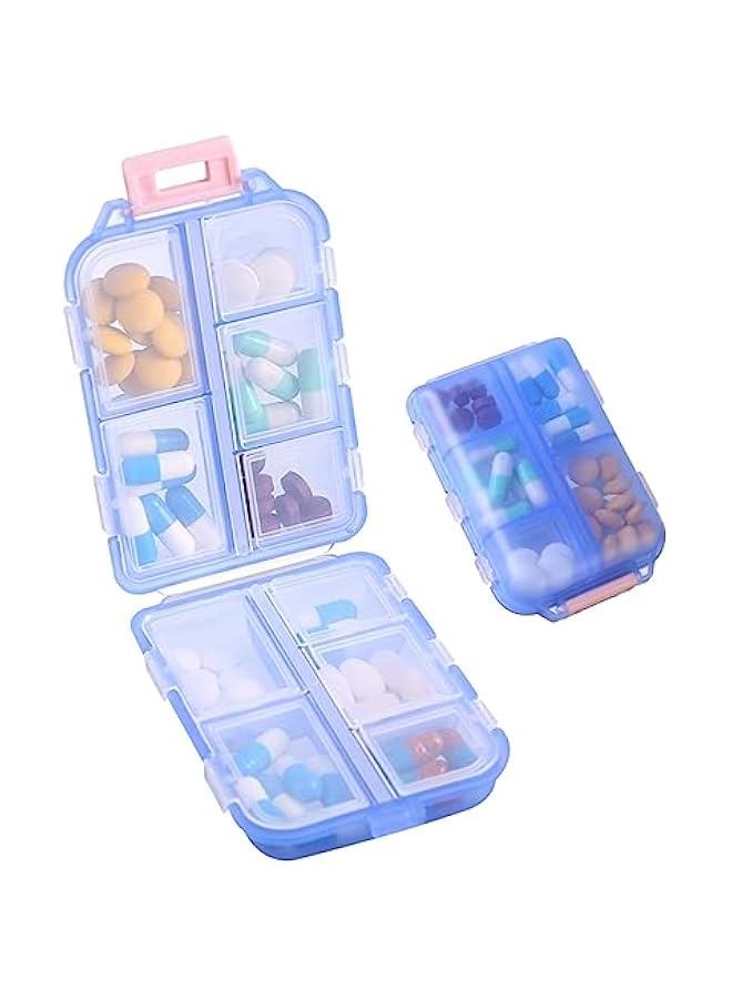 general Compact and Portable 10 Compartment Pill Box for On-The-Go Storage - Blue Pill Organizer for Purse - Image 1