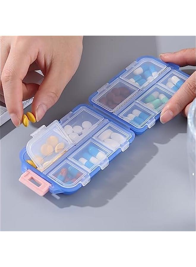 general Compact and Portable 10 Compartment Pill Box for On-The-Go Storage - Blue Pill Organizer for Purse - Image 4