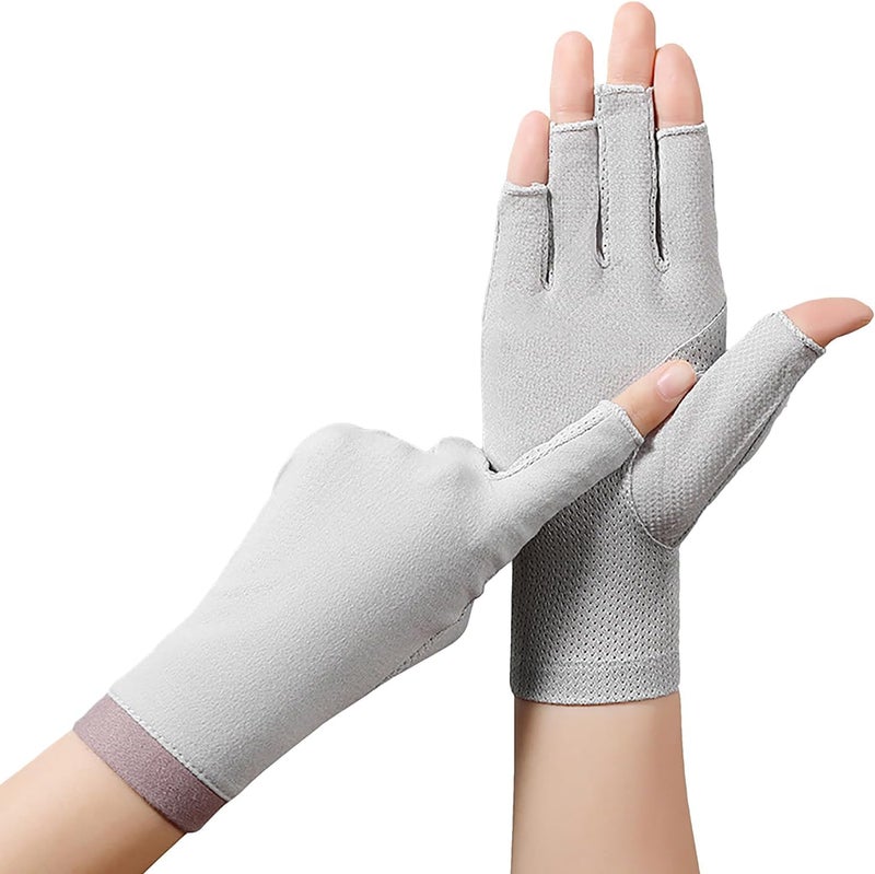 Ylucky Lightweight Summer Fingerless Gloves Men Women UV Sun Protection Driving Cotton Gloves Nonslip Touchscreen Gloves - Image 2