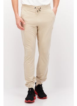 CROSSHATCH Men Regular Fit Embroidered Logo Jogger Pants, Beige  - Image 1