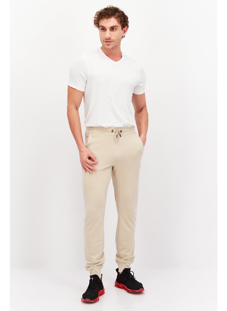 CROSSHATCH Men Regular Fit Embroidered Logo Jogger Pants, Beige  - Image 4