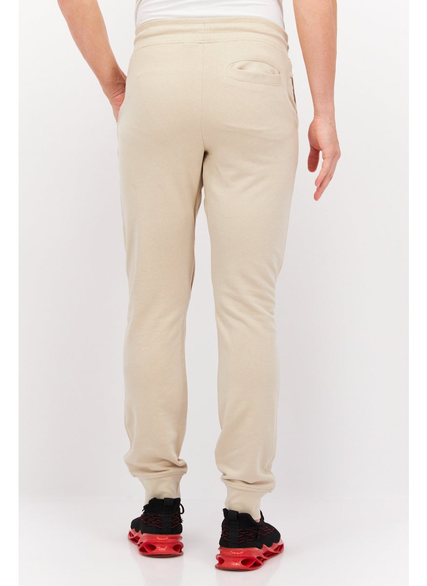 CROSSHATCH Men Regular Fit Embroidered Logo Jogger Pants, Beige  - Image 2