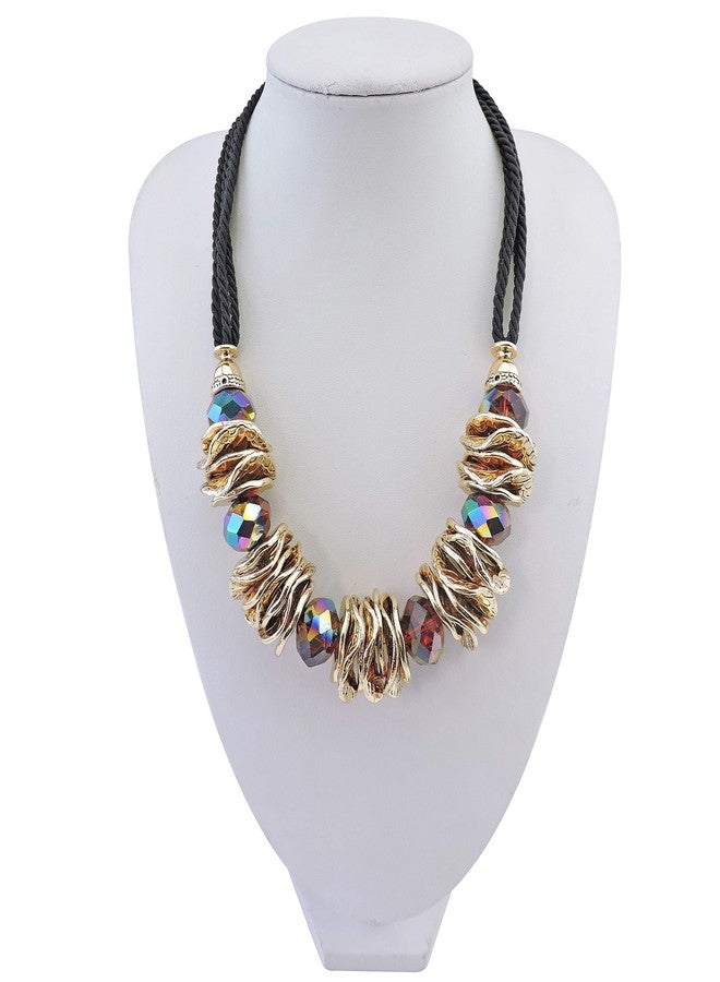 بوكار قلادة بوكار المصنوعة يدويًا بتصميم سميك وجذاب، قلادة تشوكر للنساء (NK-10072-ذهبي) - Image 2