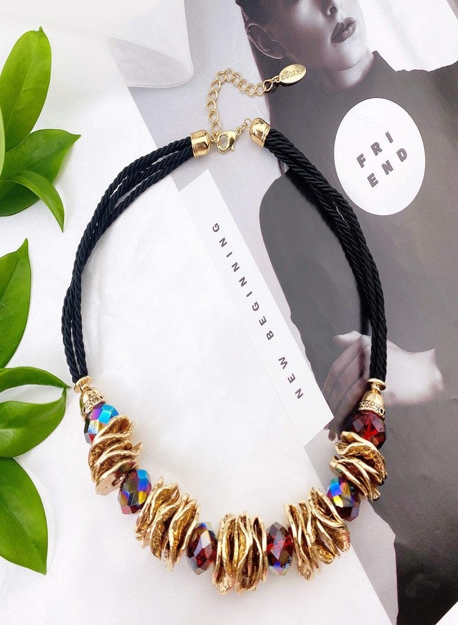 بوكار قلادة بوكار المصنوعة يدويًا بتصميم سميك وجذاب، قلادة تشوكر للنساء (NK-10072-ذهبي) - Image 3