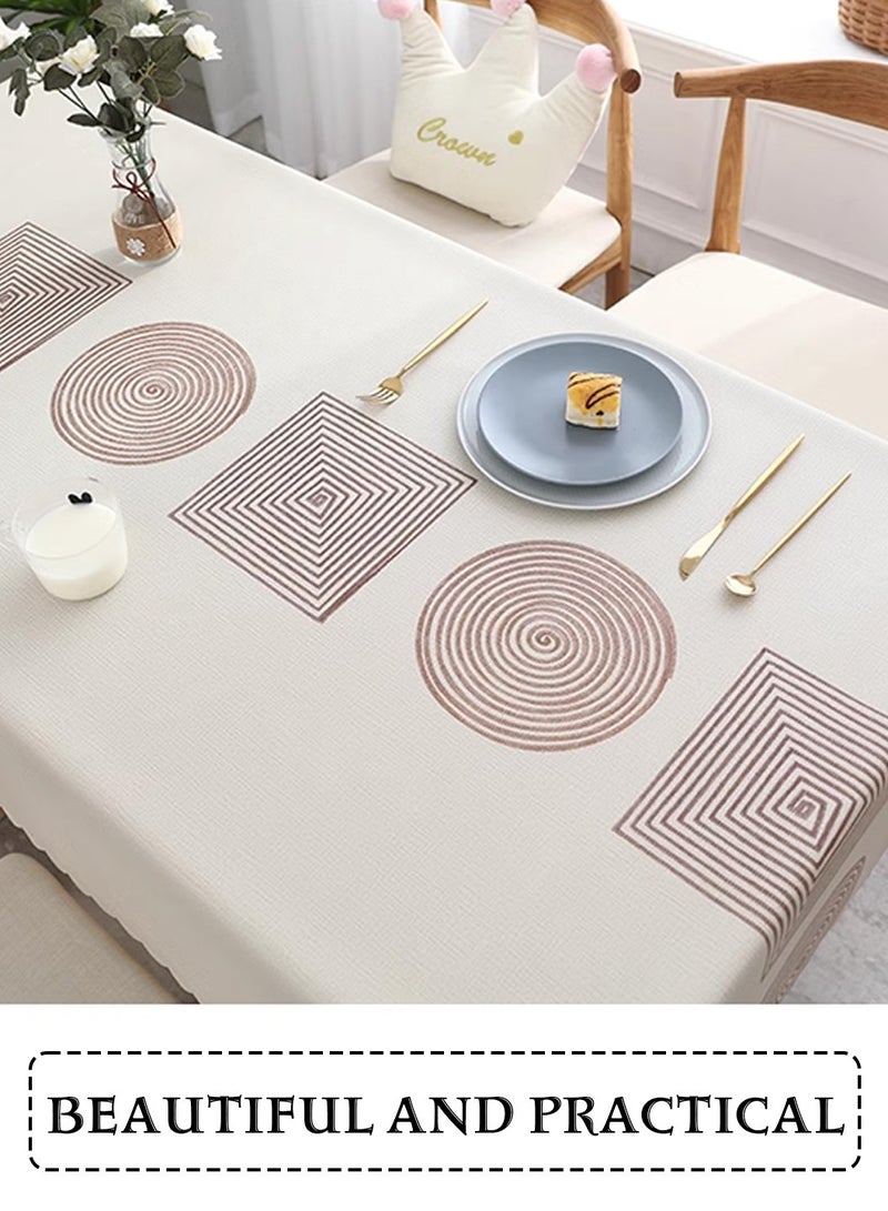 LEOKOR Waterproof PVC Tablecloth, Rectangle Wipeable Oil Proof Spill Proof Table Cloth, Geometry Pattern Table Cover Protector For Kitchen Picnic Outdoor Indoor, 140x200CM - Image 2
