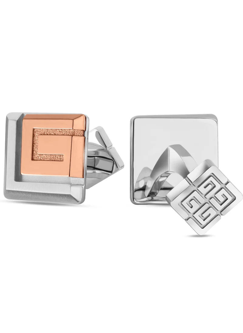 غاي لاروش Guy Laroche Alex Two Tone Silver and Rosegold Cufflinks for Men