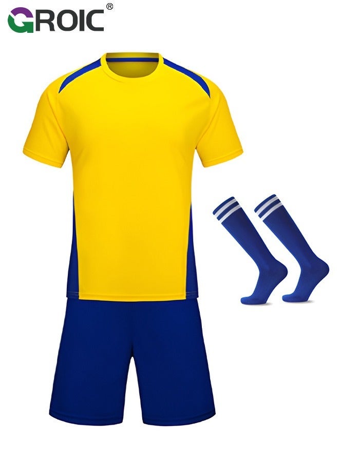 GROIC Football Jersey Soccer Jerseys for Men/Women/Youth, Mesh Athletic Shirts, Personalize Fan Short and Socks Set, Suits,Soccer Socks,Football 175-180 CM - Image 1