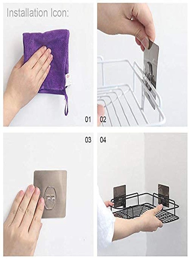 SKYVILLA Stainless Steel Bathroom Shelf for Wall Without Drilling, Heavy Duty Washroom Rack & Organizer Stand, Wall Mounted Shelf for Shampoo, Soap, Toiletries (Set of 1) - Image 3