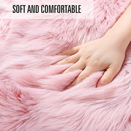 Maple's Maples 1 PC Fluffy Fuzzy Faux Sheepskin Wool Fur Car Seat Cover for Auto SUV Trucks Universal Fit, Soft Plush Synthetic Wool Buck Fur Car Seat Cushions (Pink) - Image 3