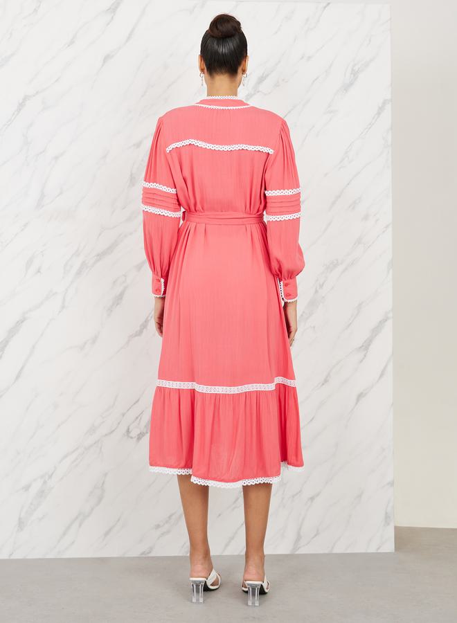 Styli Lace Trim Midi Dress  - Image 4