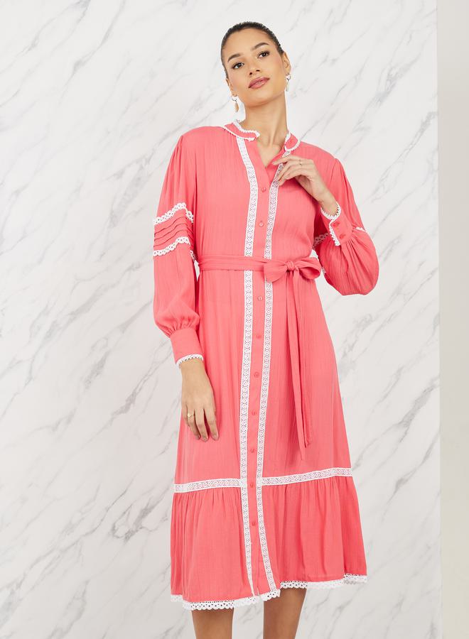 Styli Lace Trim Midi Dress  - Image 2