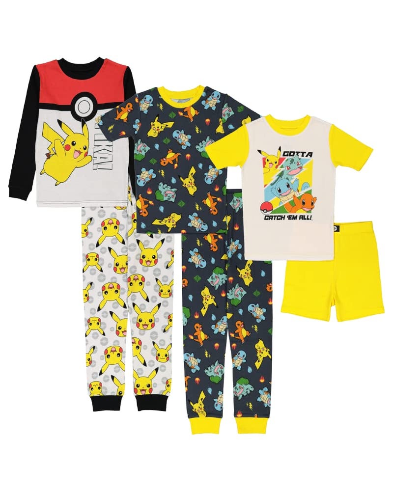 Pokemon Boys' 6-Piece Snug-Fit Cotton Pajamas Set, Poke Treasure, 10 - Image 1