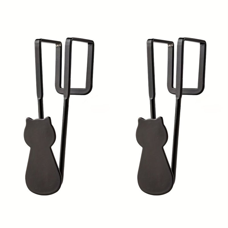 2pcs Cat Shaped Cast Iron Over The Door Hooks For Hats Towels Storage - Image 4