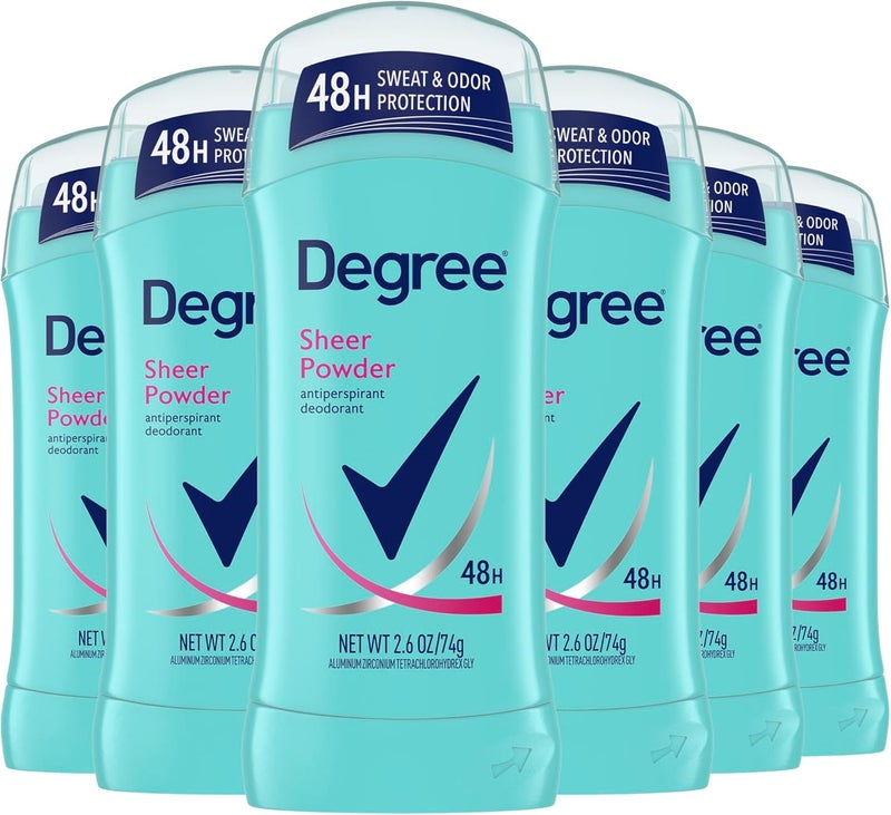 Degree Original Antiperspirant Deodorant 48-Hour Sweat & Odor Protection Sheer Powder for Women, 2.6 oz, Pack of 6 - Image 1
