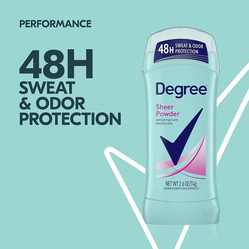 Degree Original Antiperspirant Deodorant 48-Hour Sweat & Odor Protection Sheer Powder for Women, 2.6 oz, Pack of 6 - Image 5