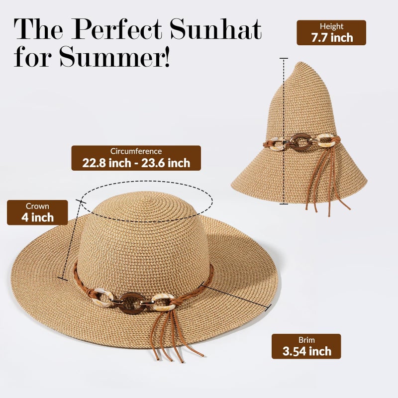 Pleneal Beach Hats for Women, Straw Hat for Women UPF 50+ UV Sun Protection Sun Hat - Image 4