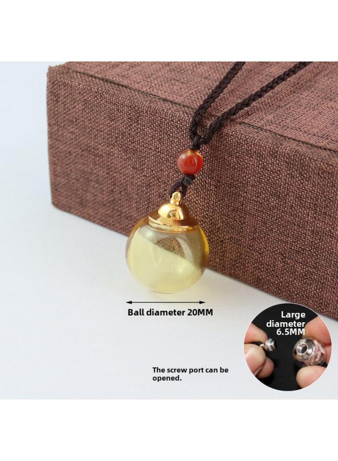 Openable Transparent Glass Ball Cinnabar Bottle Hollow Pendant Lanugo Hair Quack Box Pendant Men's And Women's Lovers Necklace