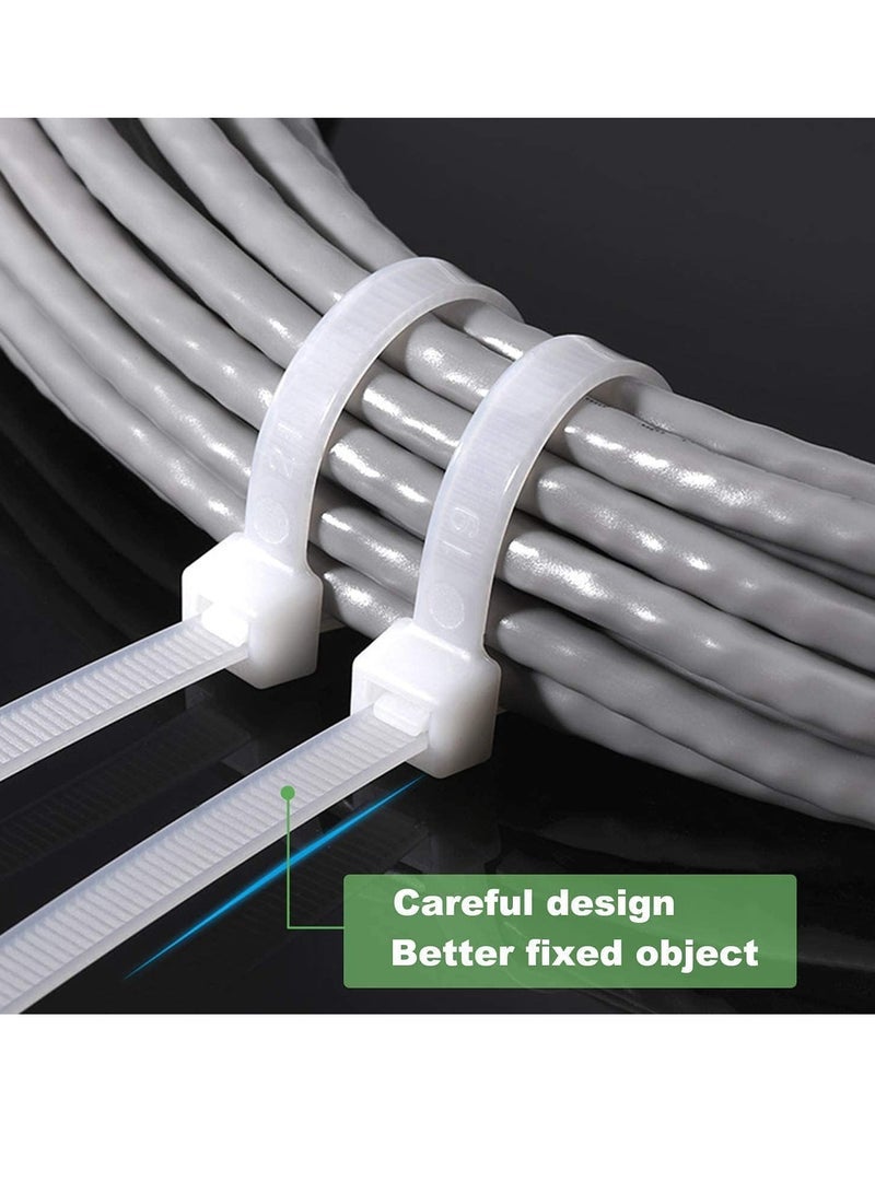 ECVV Cable Ties, Cable Management White Wire Zip Ties Nylon Cables Ties (200mm) (Pack Of 100) White 2E+4 Millimeters - Image 1