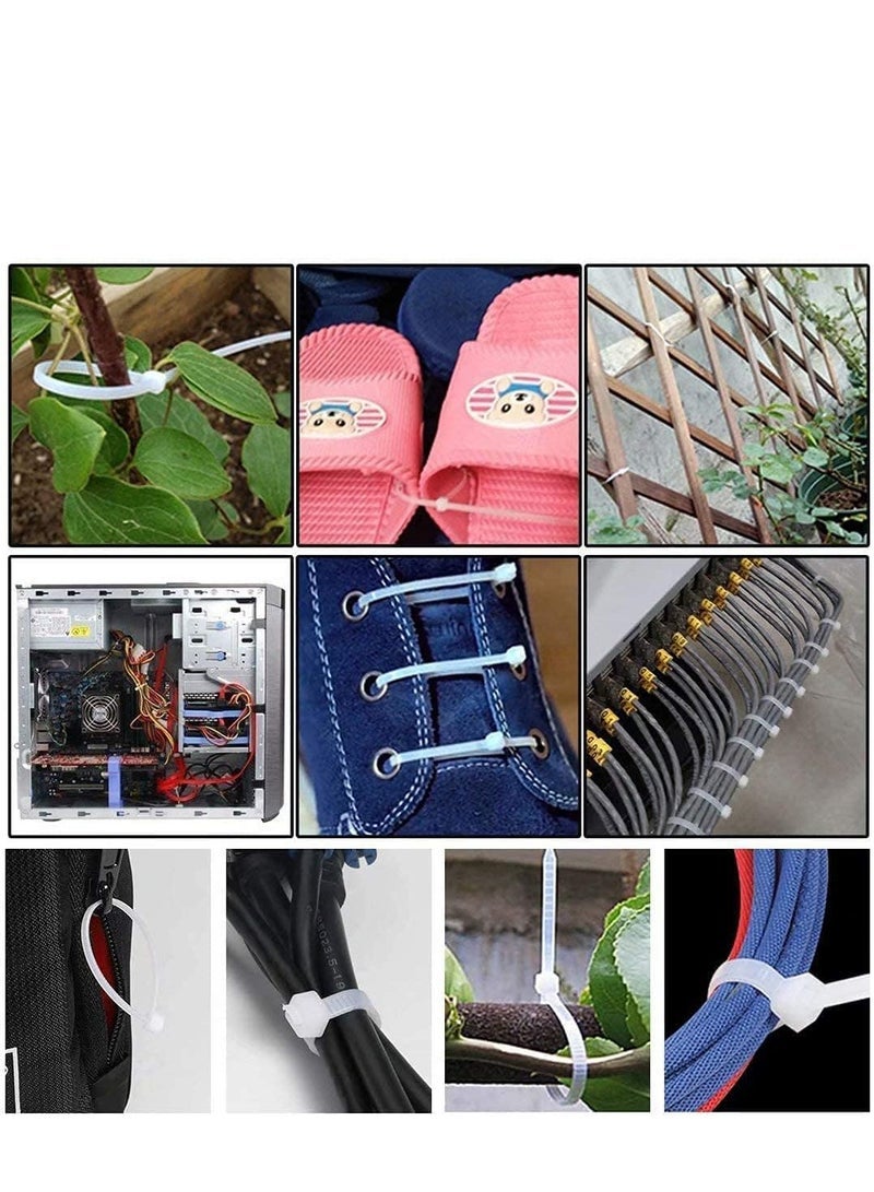 ECVV Cable Ties, Cable Management White Wire Zip Ties Nylon Cables Ties (200mm) (Pack Of 100) White 2E+4 Millimeters - Image 4