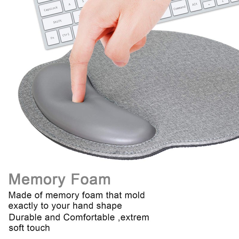 iVeze Ergonomic Mouse Pad with Wrist Support,Comfort Mousepad for Laptop Computers, Mac,Non Slip Rubber Base Memory Foam Wrist Rest Mouse Pads for Men Women,Home Working Office Gaming,Pain Relief,Gray - Image 3