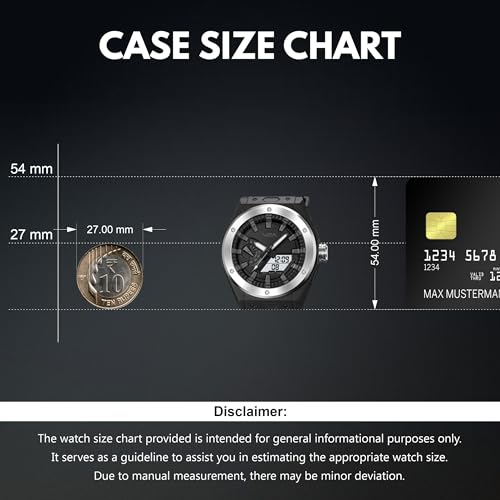 V2A Mens Watch Dual-Display Alloy Screw Bazel 50m Waterproof Watch Fashion Multifunctional Sports Watches for Men | Gift for Men (Black-Silver) - Image 4