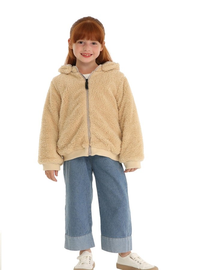 Mud Kingdom Baby Boys Fleece Jacket Reversible Cozy Sherpa Lined Full Zip Hoodie Thick Warm Outerwear Beige 12-18 Months - Image 2