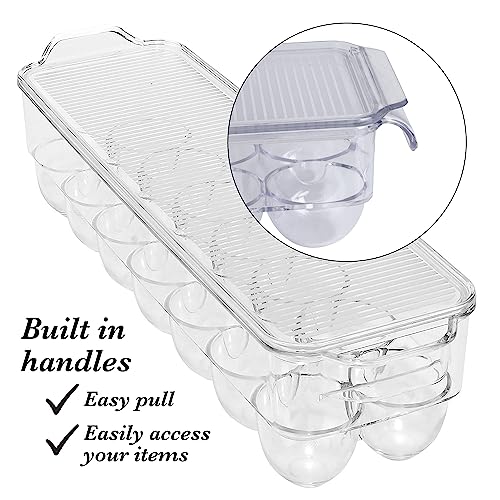 Kitchen Details Egg Crate | Dimensions: 14.5"x4.5"x2.9" | Fits 14 Eggs per Crate | Stackable | BPA Free | Easy Pull Handles | Kitchen Organization | Clear - Image 2