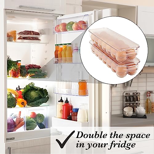 Kitchen Details Egg Crate | Dimensions: 14.5"x4.5"x2.9" | Fits 14 Eggs per Crate | Stackable | BPA Free | Easy Pull Handles | Kitchen Organization | Clear - Image 4