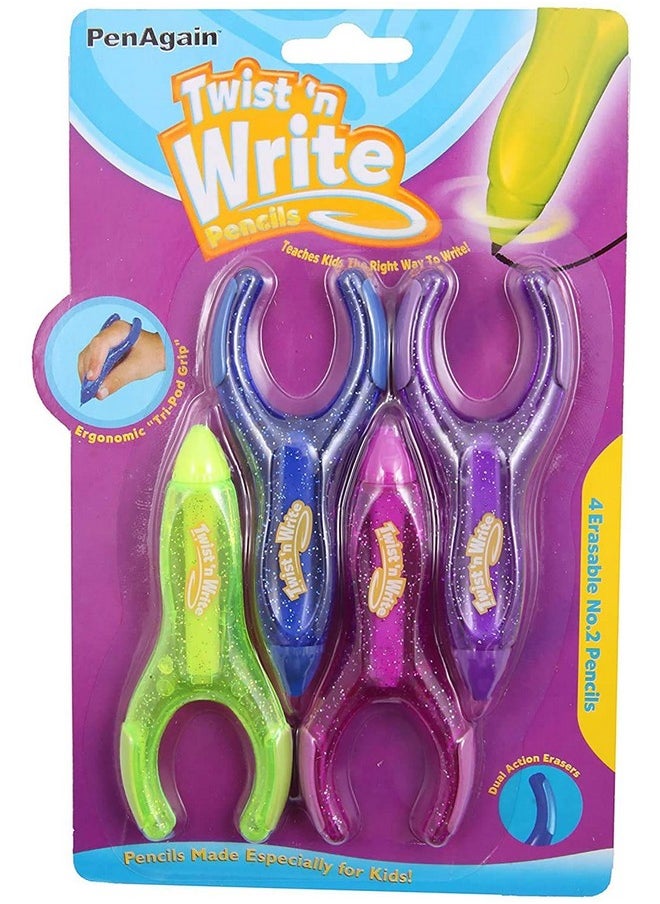homyl - Penagain Twist 'N Write Pencil Assorted Colors 4 Count (00071) Bundle With 10 Count Refills - Image 1