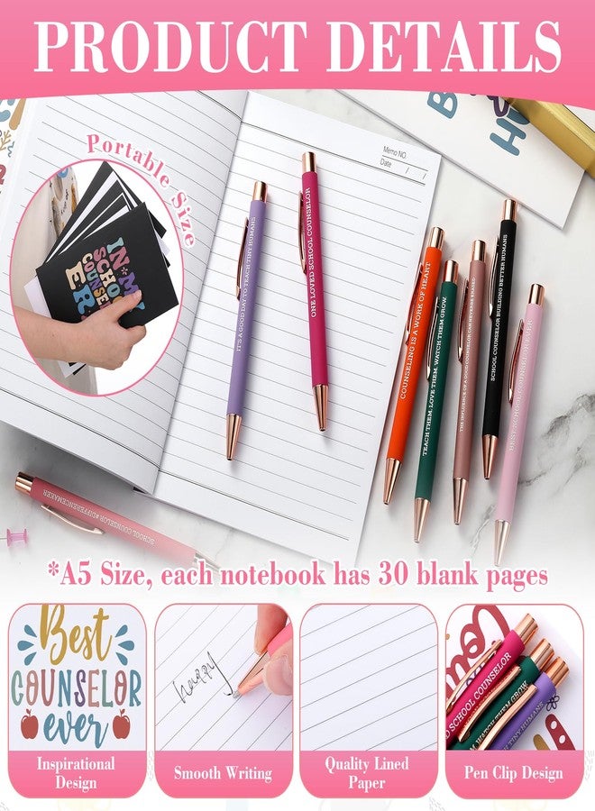Resurhang 18 Pcs School Counselors Appreciation Gifts Set Includes 9 Counselor Notebook Journal and 9 Ballpoint Pen with Inspirational Quotes for Mental Health Teacher Educator Psychologist Therapist - Image 3