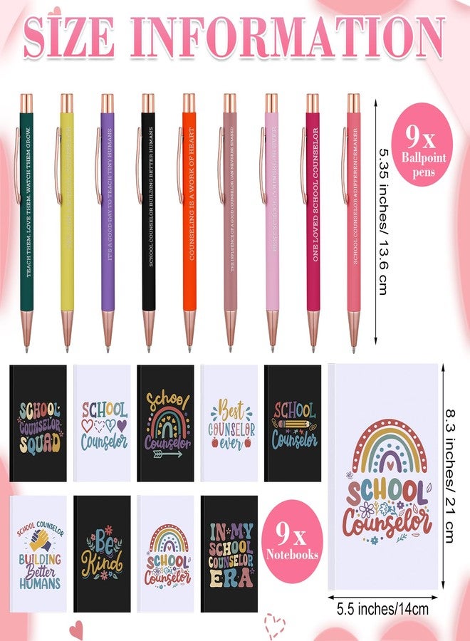 Resurhang 18 Pcs School Counselors Appreciation Gifts Set Includes 9 Counselor Notebook Journal and 9 Ballpoint Pen with Inspirational Quotes for Mental Health Teacher Educator Psychologist Therapist - Image 2