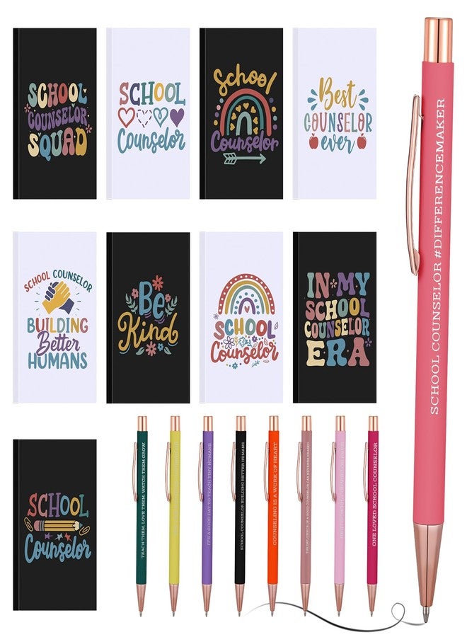 Resurhang 18 Pcs School Counselors Appreciation Gifts Set Includes 9 Counselor Notebook Journal and 9 Ballpoint Pen with Inspirational Quotes for Mental Health Teacher Educator Psychologist Therapist - Image 1