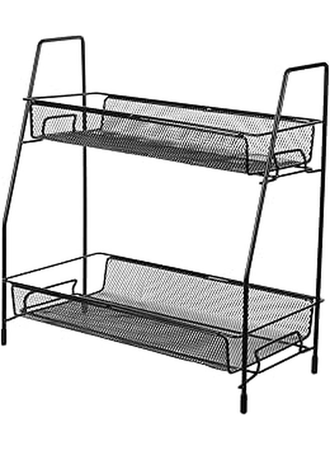 Iron Metal Shelf Organizer Sturdy Countertop Rack For Spices Bottles Storage Black - Image 1