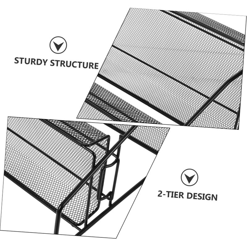 Iron Metal Shelf Organizer Sturdy Countertop Rack For Spices Bottles Storage Black - Image 4