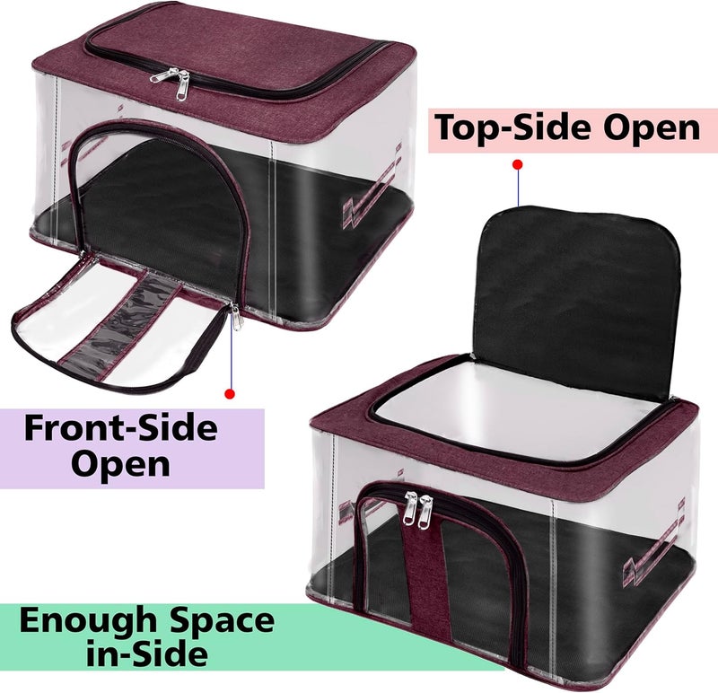 Storite Occasional & permanent usable 2 Pack Nylon 33L PVC Transparent Moisture-Proof Storage Boxes – Wardrobe & Closet Organizer for Clothes, Sarees, Blankets with Carry Handle (Vivid Red, 44 x 31 x 24 cm) Wet anti slip - Image 3