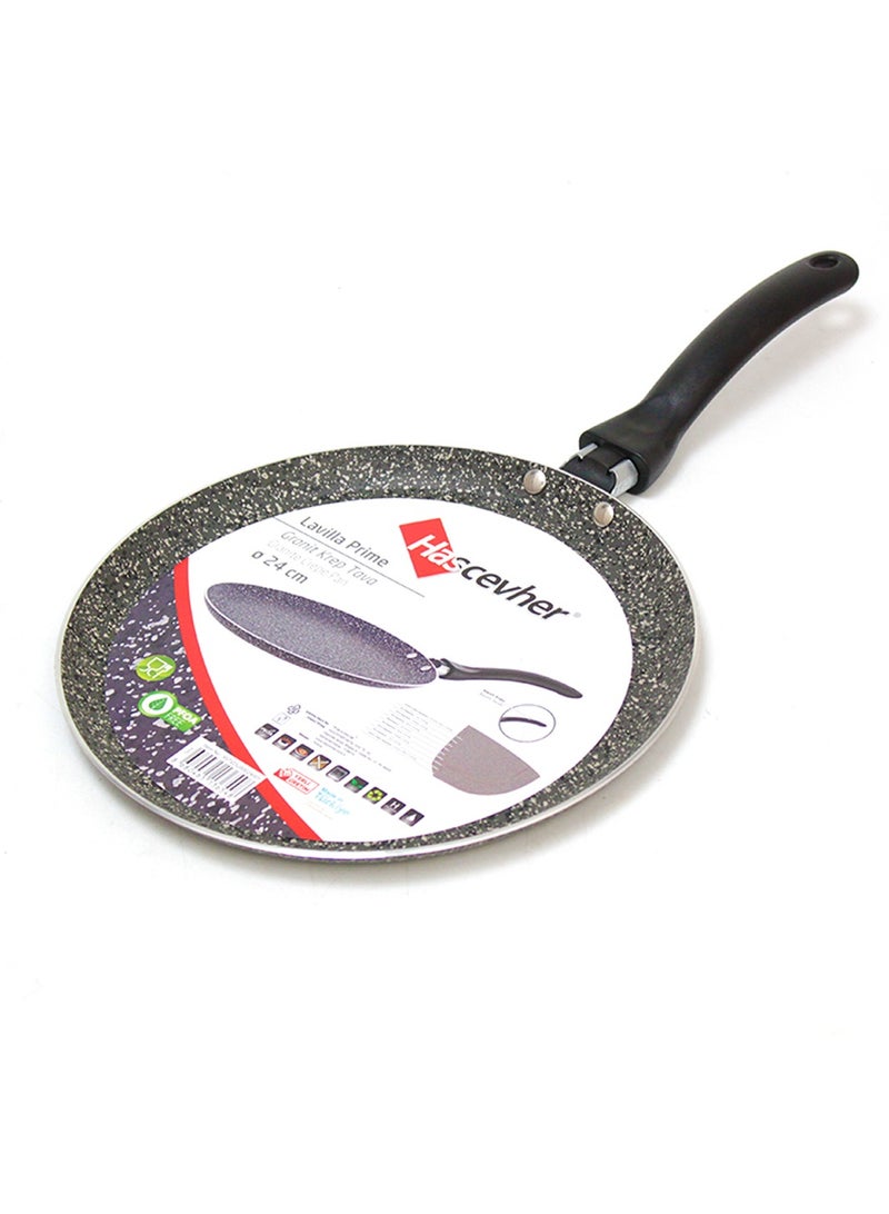 Hascevher مقلاة كريب جرانيت 18 سم مقاومة للخدش باللون الرمادي، مقلاة مسطحة غير لاصقة عالية الجودة للطهي على مواقد الغاز والكهرباء والسيراميك - Image 5
