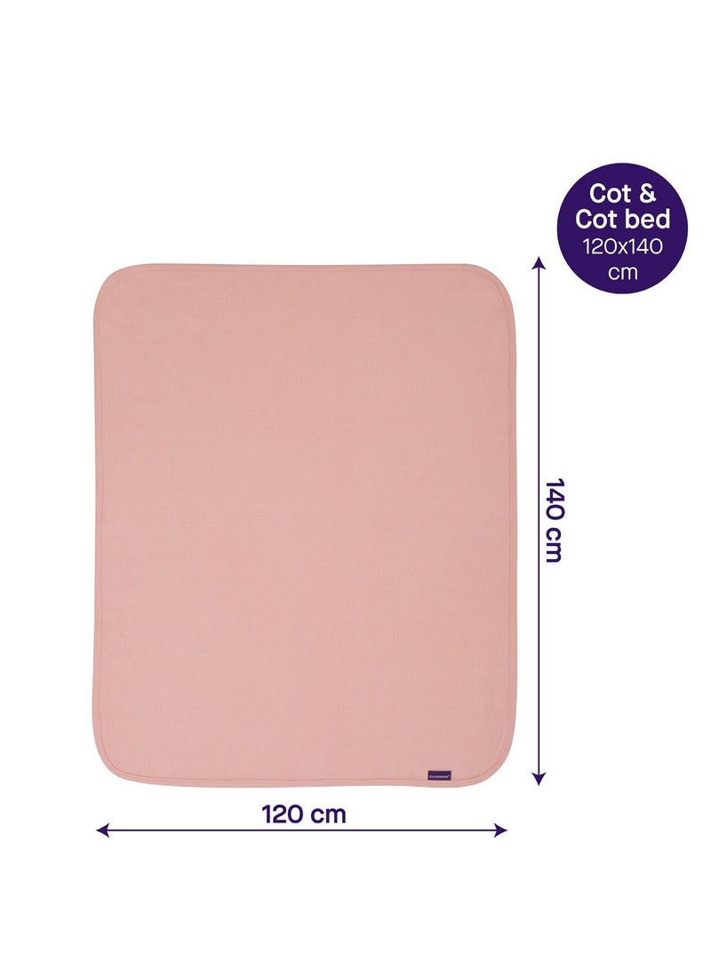 Clevamama Waffle Weave Cotton Blanket Cot/Cot Bed 120 x 140 cm - Coral - Image 3
